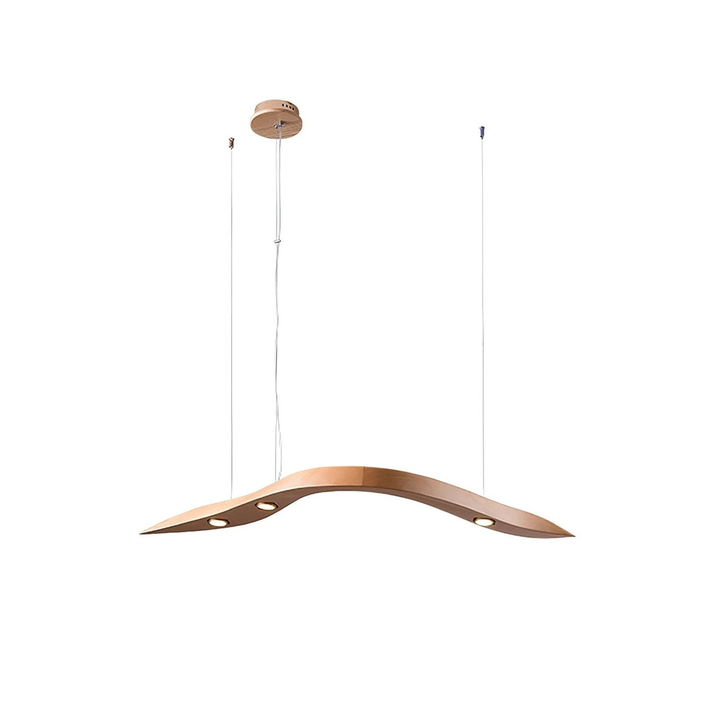 Long Art Solid Wood Chandelier, Wave Minimalist Modern Restaurant Ceiling Lamp, LED Japanese Minimalist Pendent,for Bedroom, Entryway, Dining Room, Girls Room, Foyer,Bathroom, Hallway,Luxury Lamp
