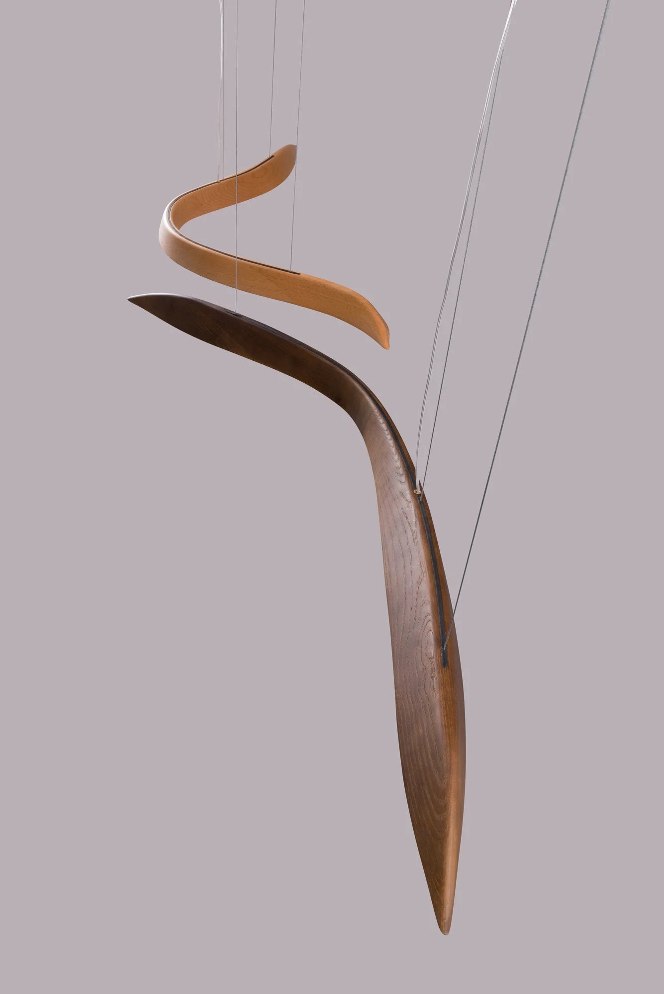 Long Art Solid Wood Chandelier, Wave Minimalist Modern Restaurant Ceiling Lamp, LED Japanese Minimalist Pendent,for Bedroom, Entryway, Dining Room, Girls Room, Foyer,Bathroom, Hallway,Luxury Lamp
