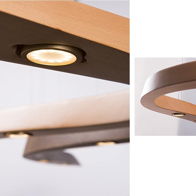 Long Art Solid Wood Chandelier, Wave Minimalist Modern Restaurant Ceiling Lamp, LED Japanese Minimalist Pendent,for Bedroom, Entryway, Dining Room, Girls Room, Foyer,Bathroom, Hallway,Luxury Lamp