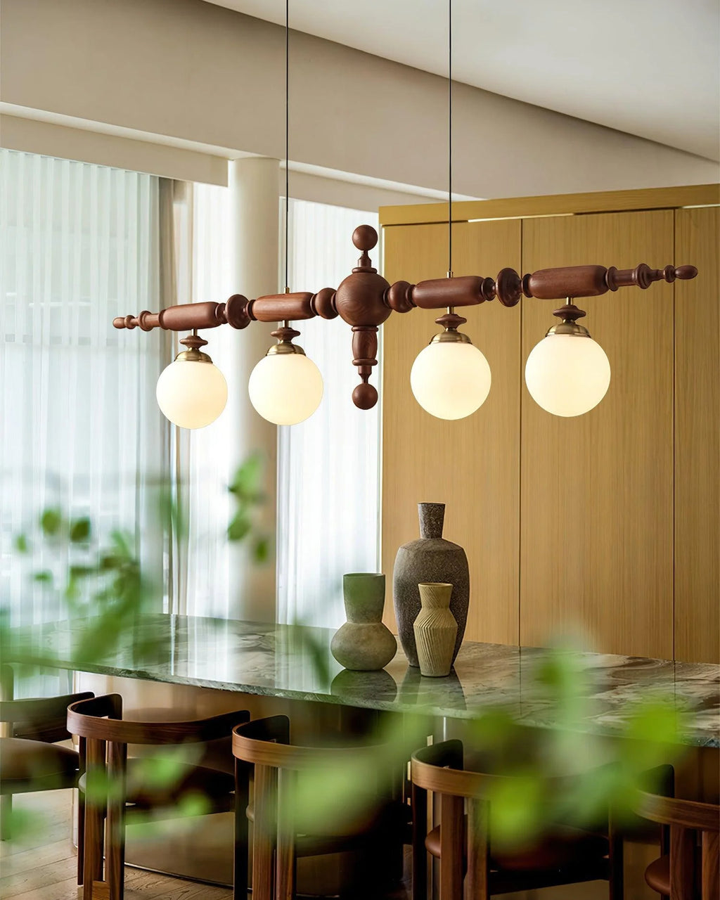 Regal Orbit Wooden Chandelier