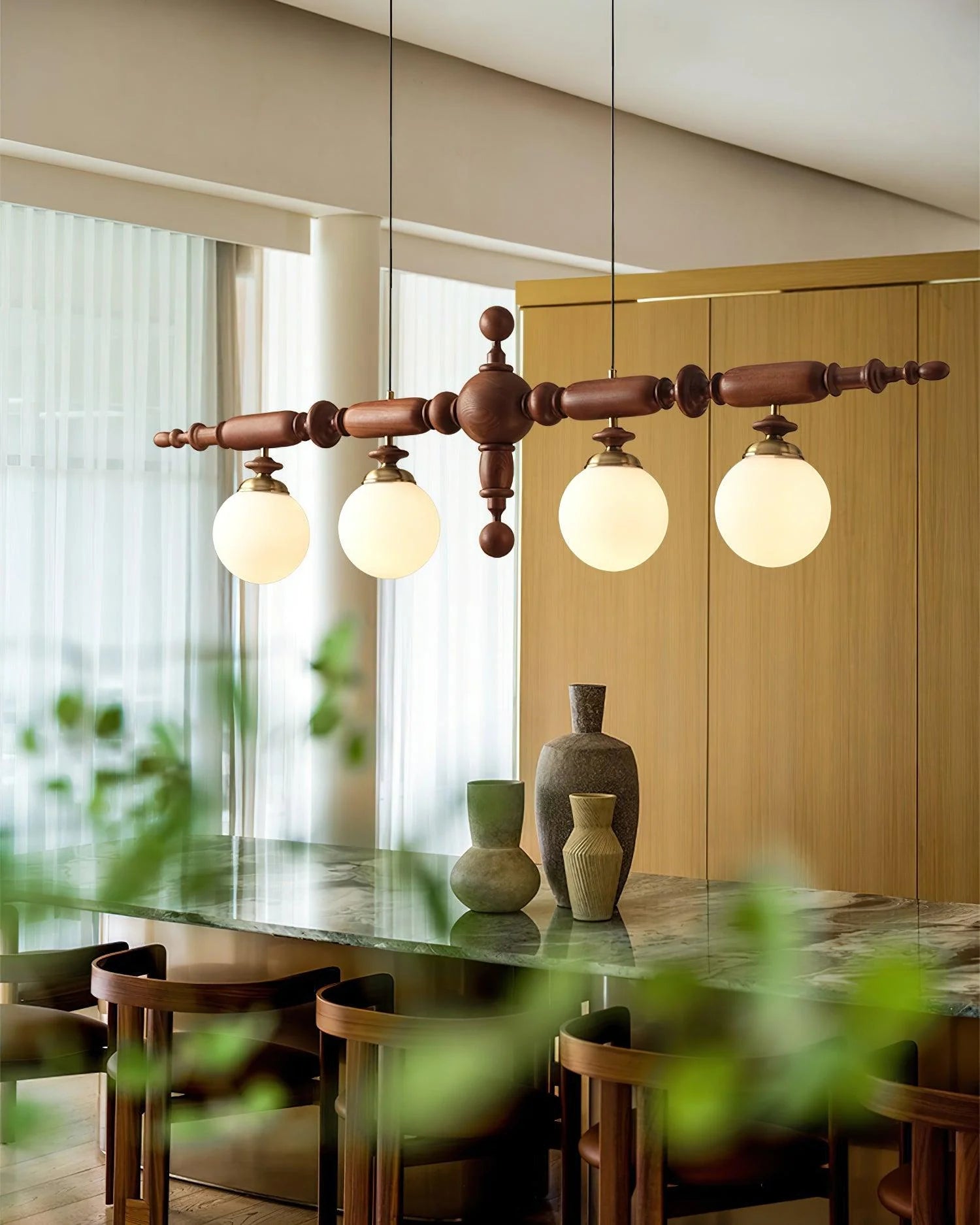 Regal Orbit Wooden Chandelier