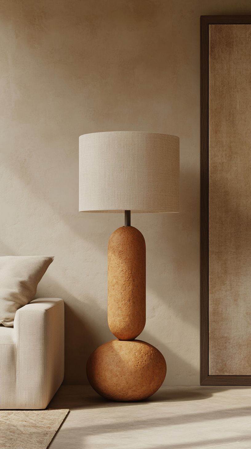 BCS Premium Double-Round Wooden Floor Lamp (Without Shade)