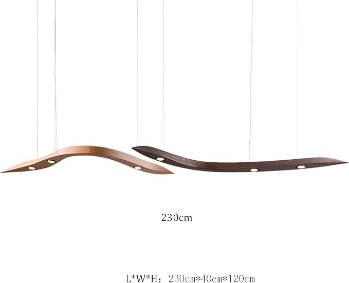 Long Art Solid Wood Chandelier, Wave Minimalist Modern Restaurant Ceiling Lamp, LED Japanese Minimalist Pendent,for Bedroom, Entryway, Dining Room, Girls Room, Foyer,Bathroom, Hallway,Luxury Lamp
