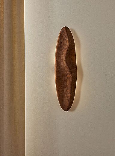 Designer Oval Wooden Wall Light (Backlit – Single Piece)