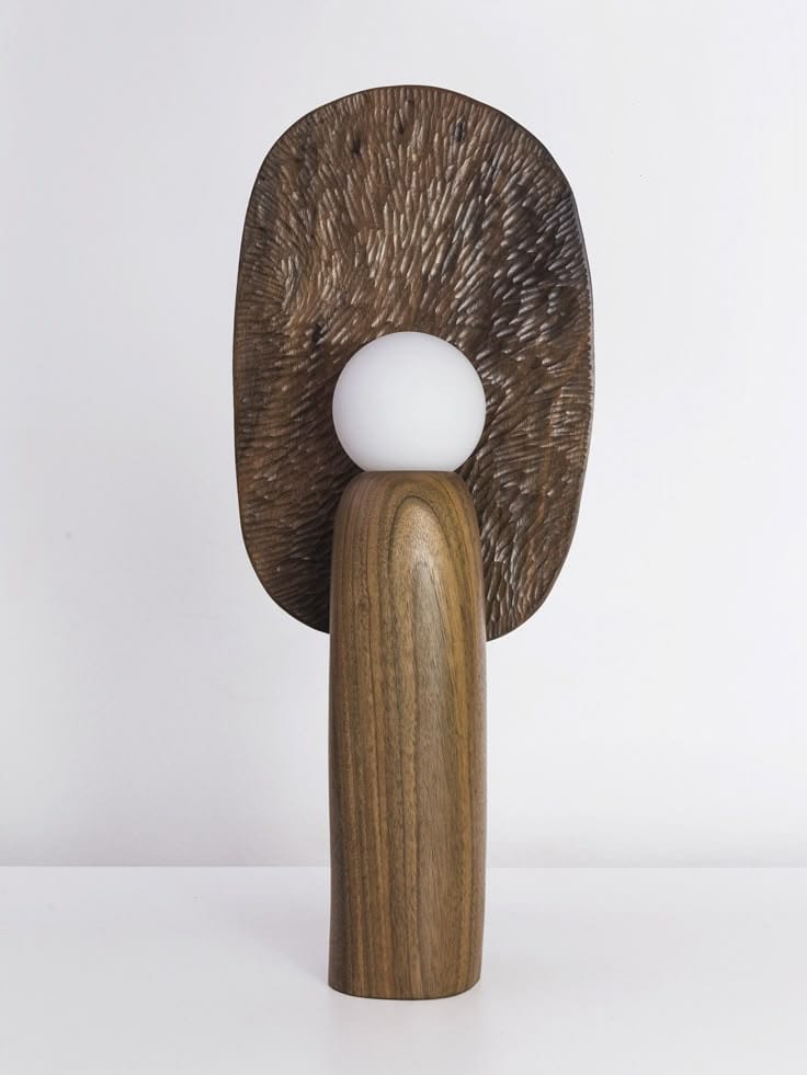 Designer Artistic Wooden Table Lamp with Textured Panel (Single Piece)