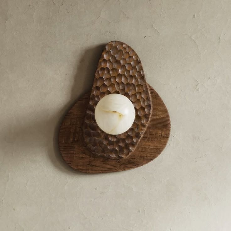 Designer Wooden Wall Light (Organic Shape – Textured Finish)