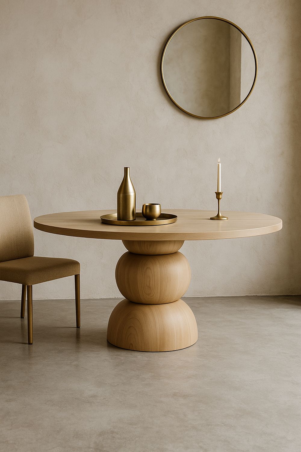 Modern Sculpted Wooden Dining Table