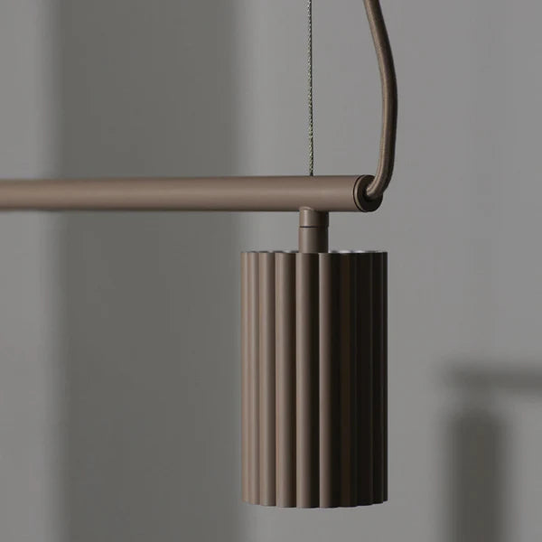 BCS 4-Cylinder Linear Wooden Pendant Light  Minimal Modern Brahma Teak Wood Hanging Light