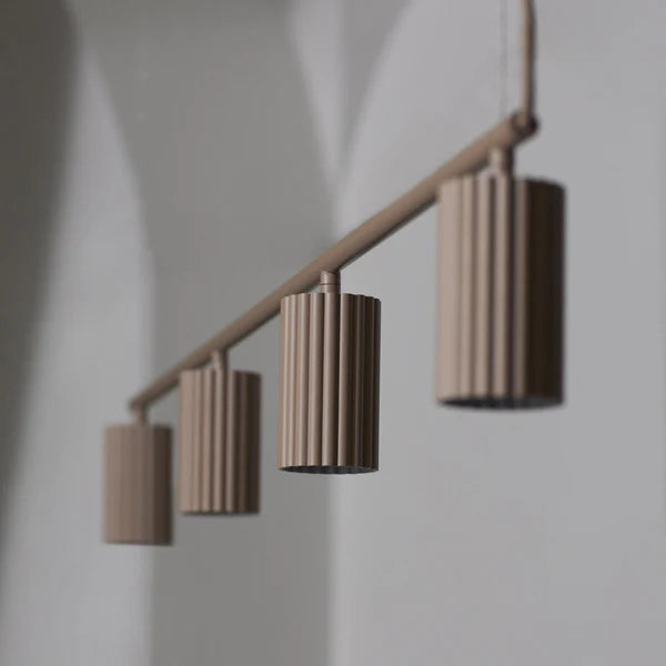 BCS 4-Cylinder Linear Wooden Pendant Light  Minimal Modern Brahma Teak Wood Hanging Light