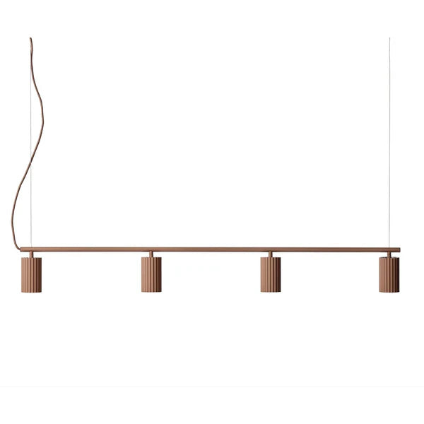 BCS 4-Cylinder Linear Wooden Pendant Light  Minimal Modern Brahma Teak Wood Hanging Light