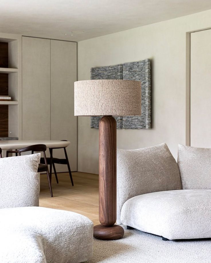 BCS Rounded Column Wooden Floor Lamp (Without Shade)