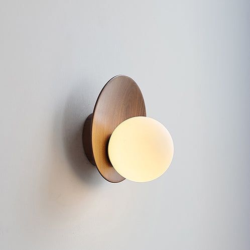Wooden Disc Wall Light (Minimal Globe Design)