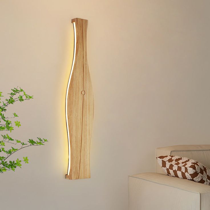 Sculpted Wooden Wall Light (Wave Panel – Indirect Glow)