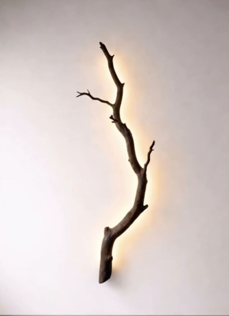 Natural Wooden Branch Wall Light (Artistic Driftwood Design)