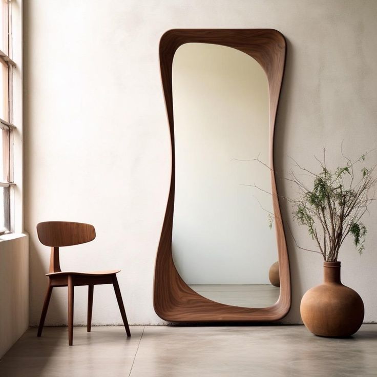 Modern Wooden Frame Full-Length Mirror
