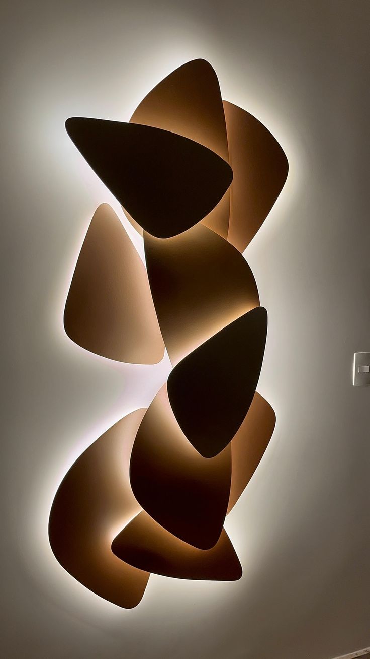 Modern Abstract Brahma Teak Wood Wall Light Panel