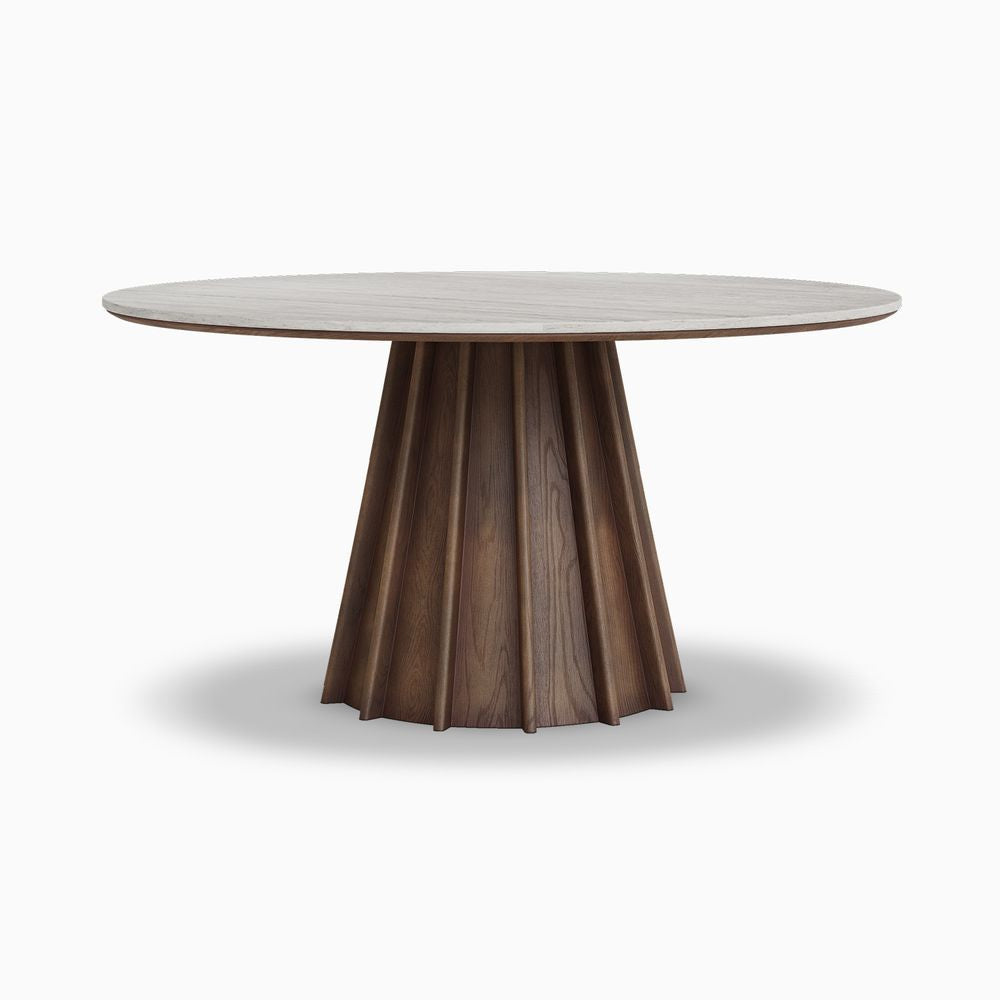 BCS Woodcraft Fluted Pedestal Round Dining Table