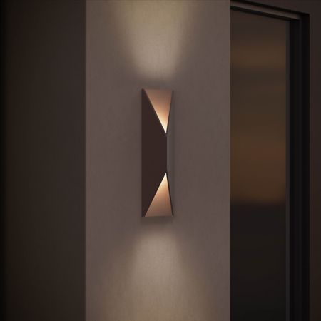 Prism Edge Brahma Teak Wood LED Wall Sconce