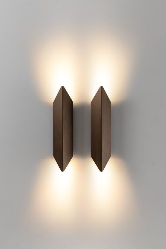 Twin Prism Brahma Teak Wood LED Wall Sconce