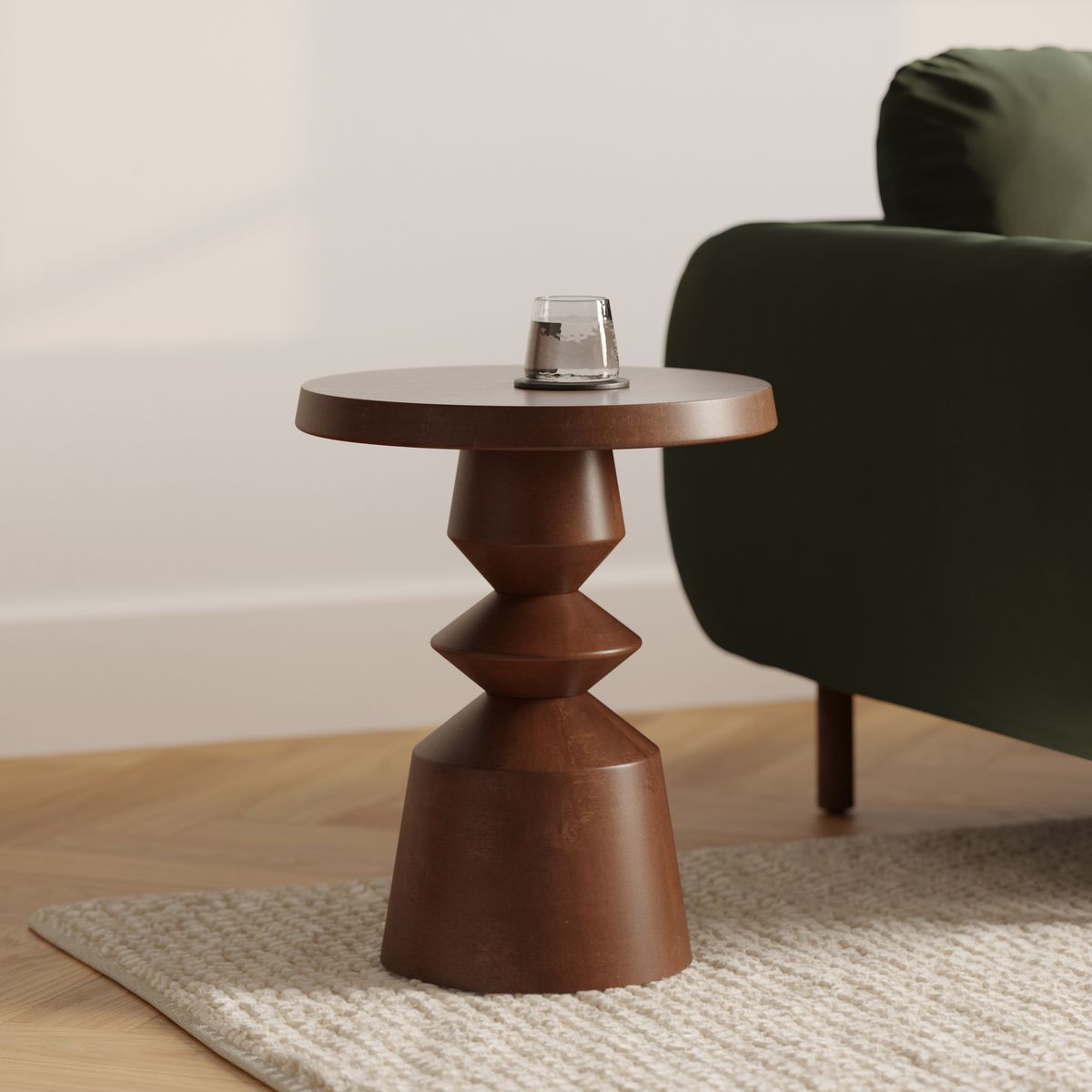 Modern Sculpted Wooden Accent Table