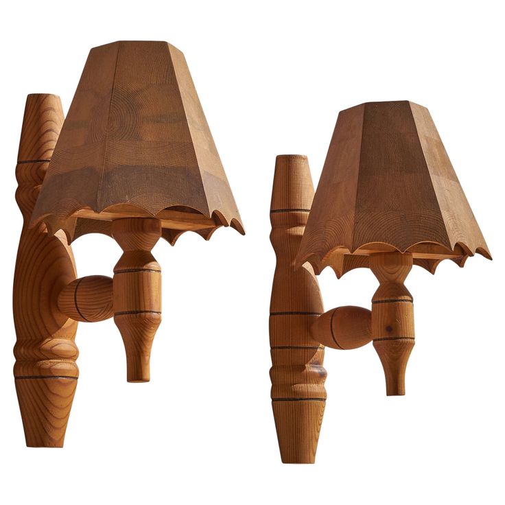 Wooden Wall Lamp with Shade (Pair Set)