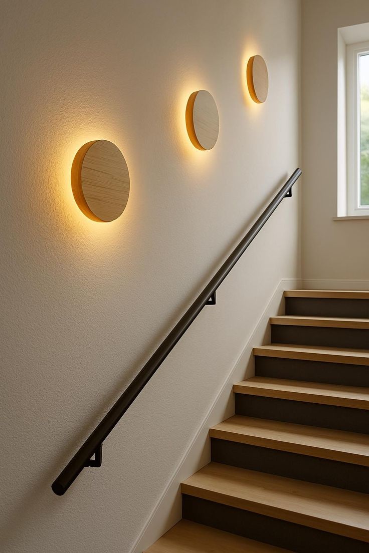 Halo Disc Brahma Teak Wood LED Wall Light (Three Pieces)