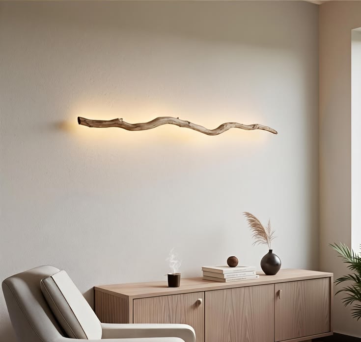 Nature Drift Brahma Teak Wood LED Wall Sculpture