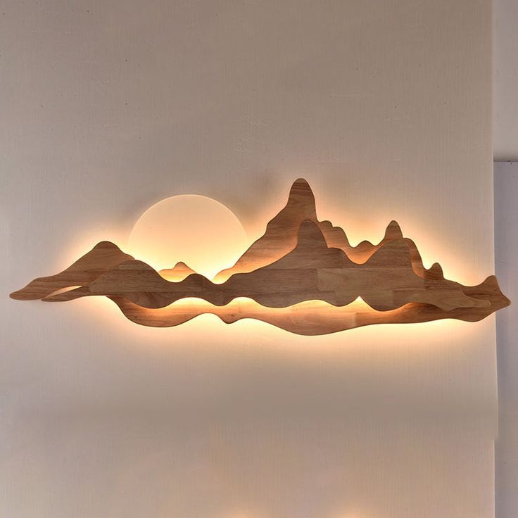 Sunrise Ridge Brahma Teak Wood LED Wall Sculpture