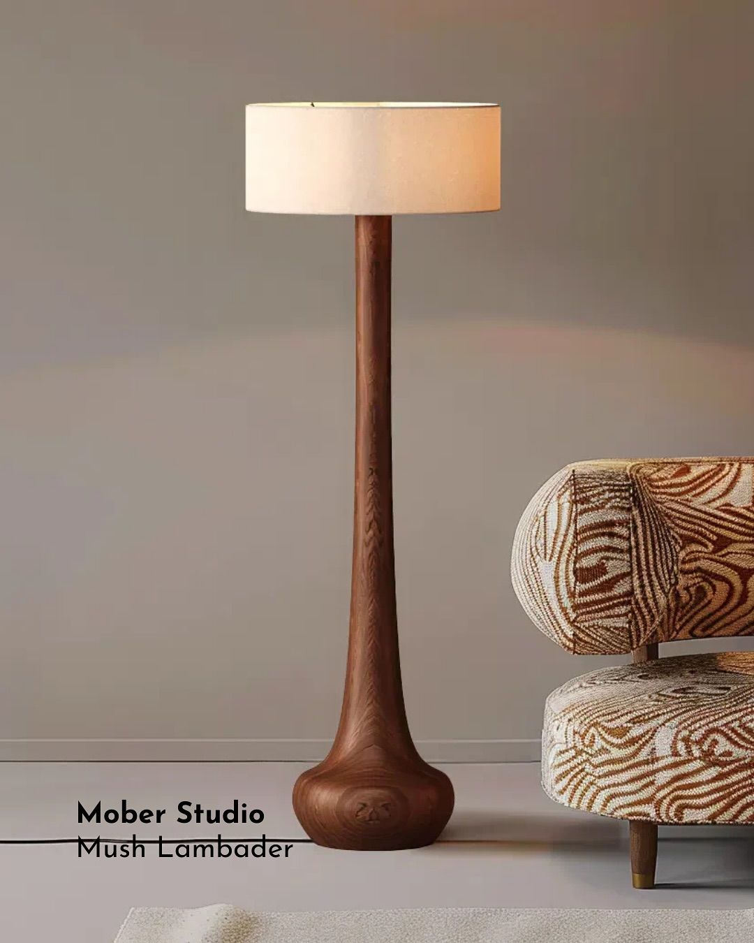 BCS Wooden Floor Lamp (Mush Model – Without Shade)