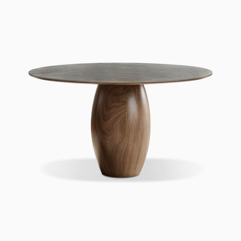 Modern Sculptural Round Wooden Dining Table