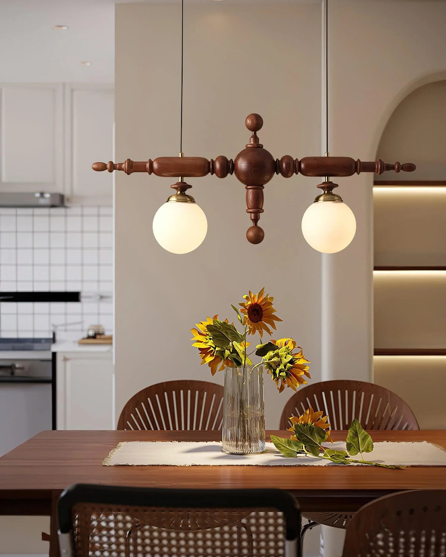 Regal Orbit Wooden Chandelier