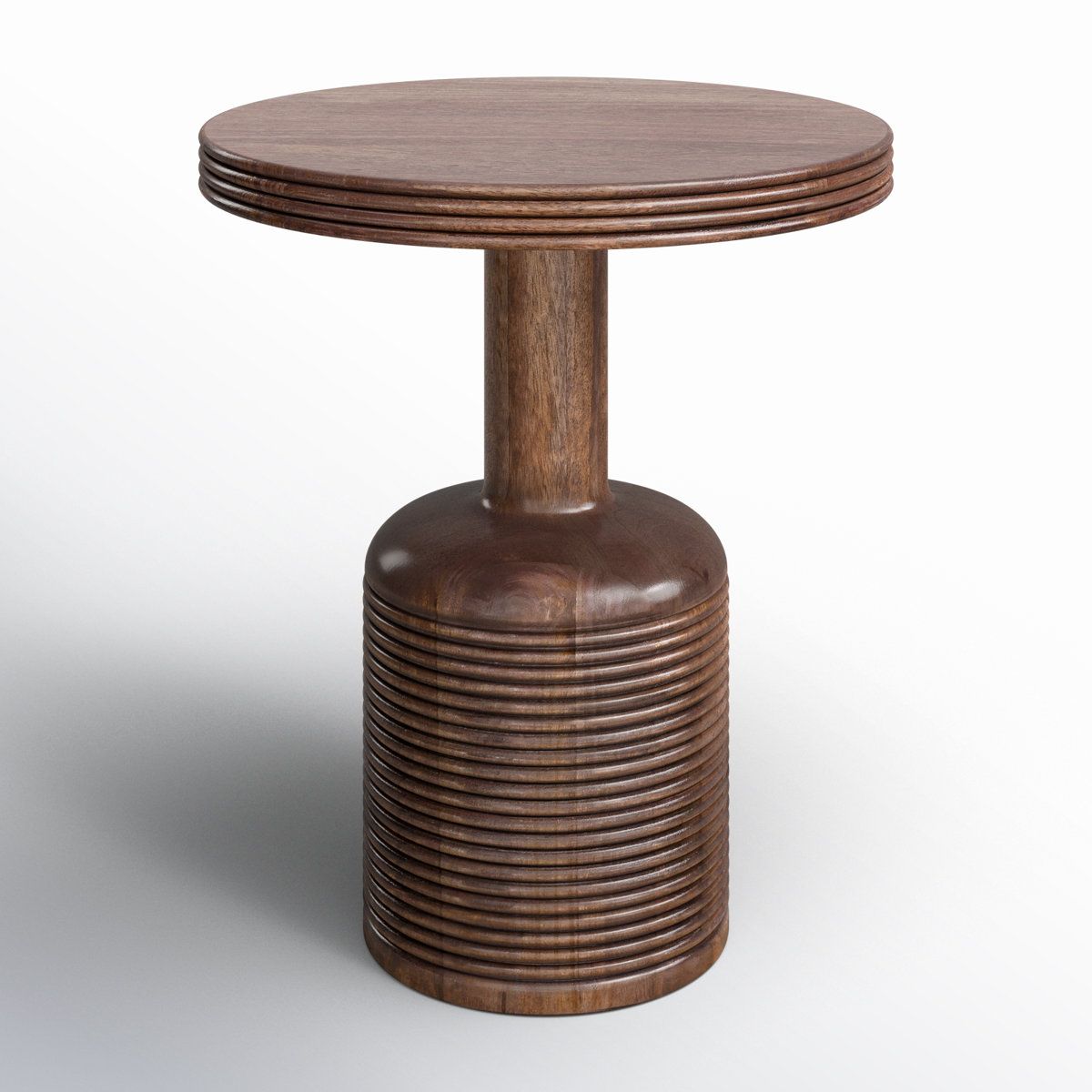 Premium Handcrafted Ribbed Wooden Side Table