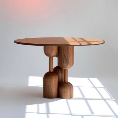 Modern Sculpted Wooden Round Table