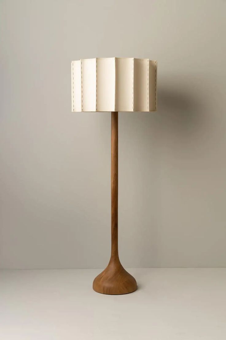 Brahma Teak Classic Floor Lamp with Designer Fabric Shade