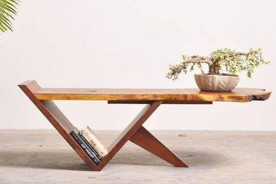 Modern Z-Base Live Edge Wooden Coffee Table