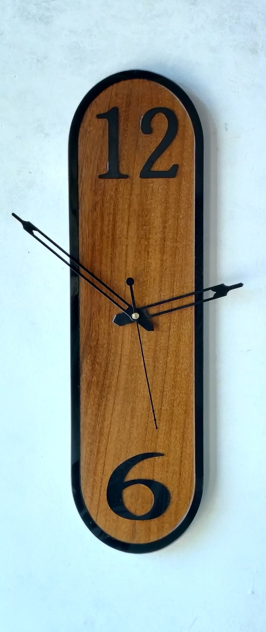 Vertical Designer Wooden Wall Clock (Modern Linear Style)