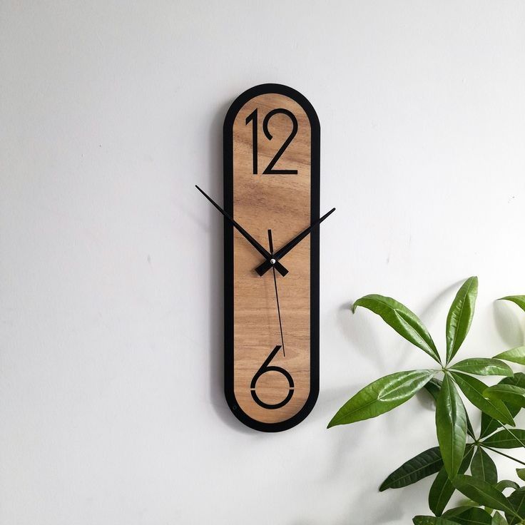Vertical Designer Wooden Wall Clock (Modern Linear Style)