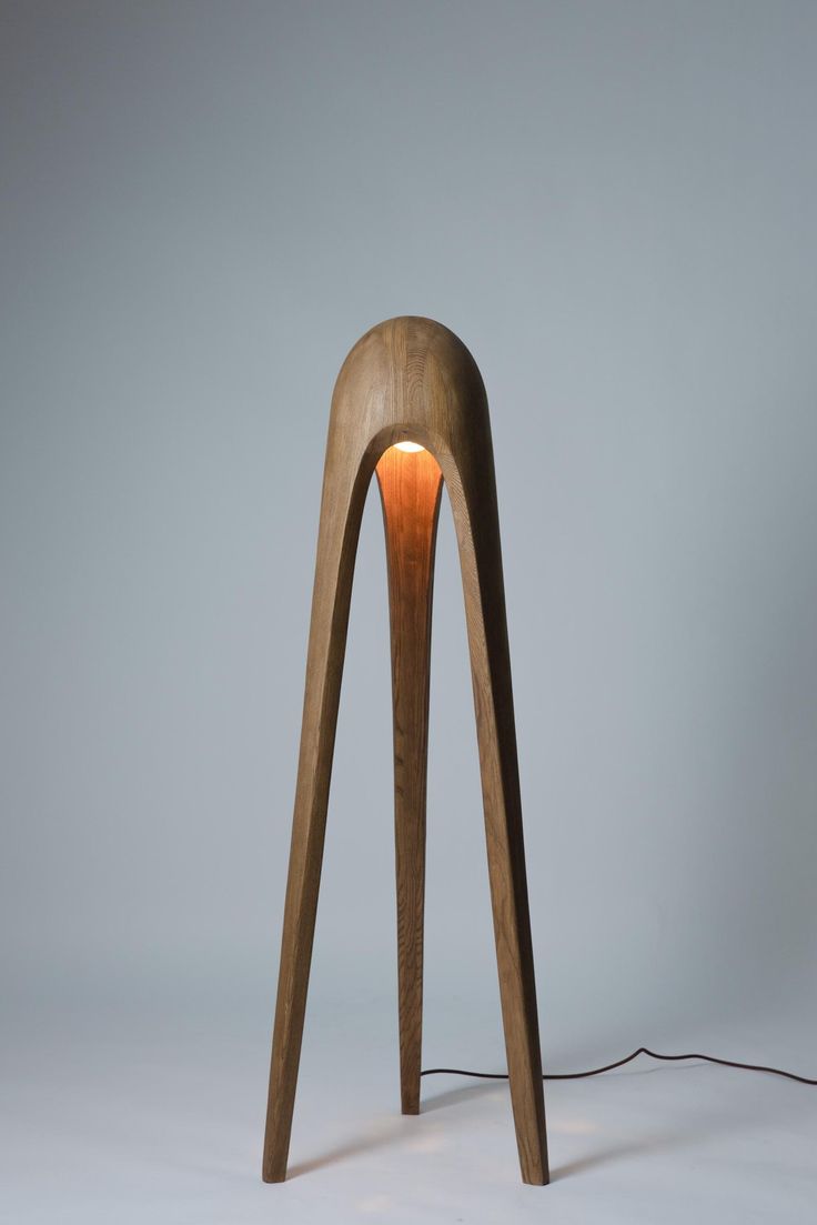 Brahma Teak Sculptural Floor Lamp (Tripod Arch Design)