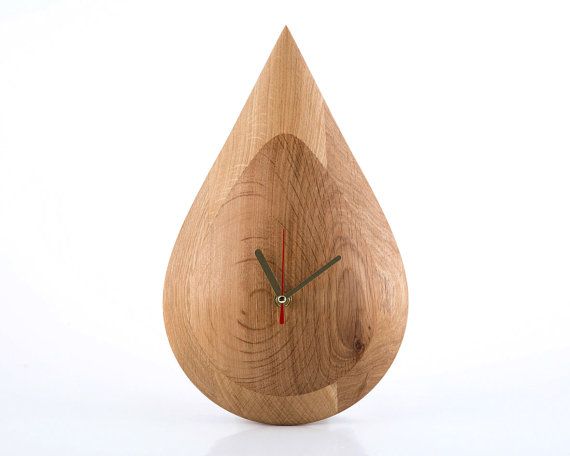 Wooden Drop Shape Wall Clock (Natural Oak Finish)
