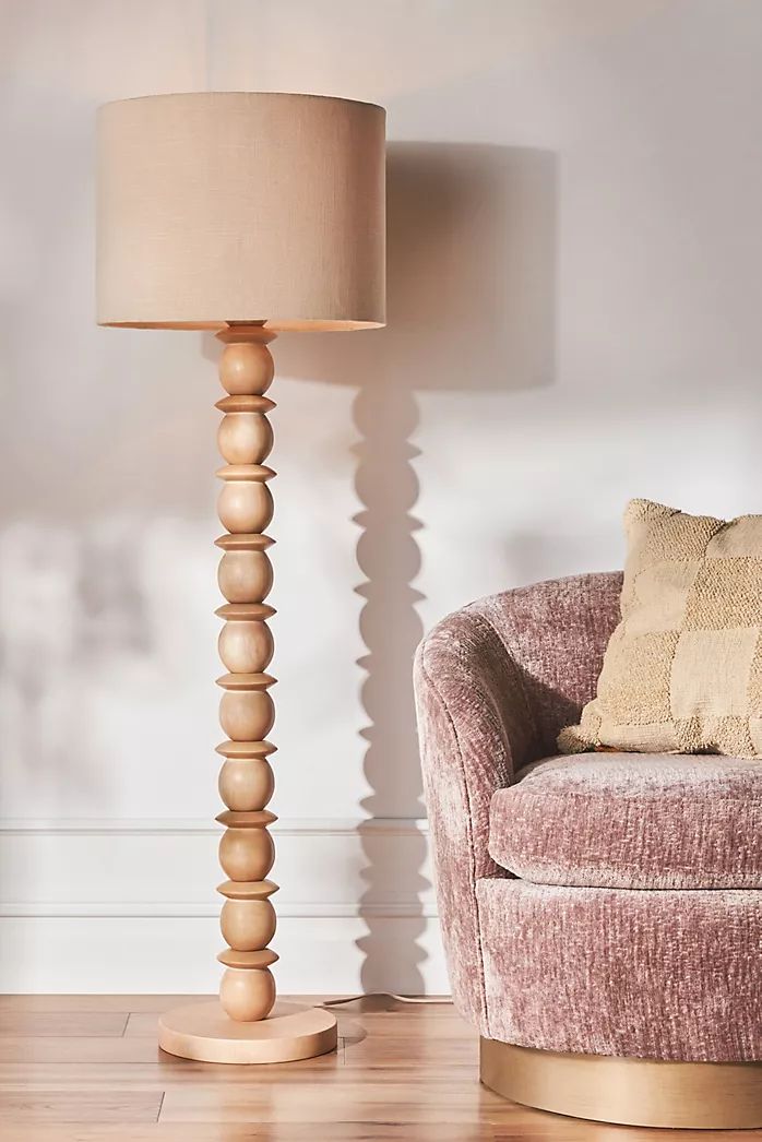 BCS Classic Bead-Column Wooden Floor Lamp