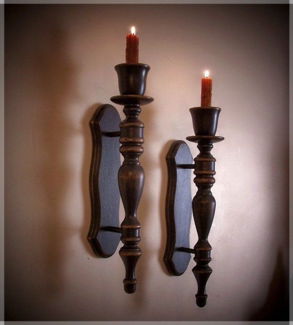 Wooden Wall Candle Holder