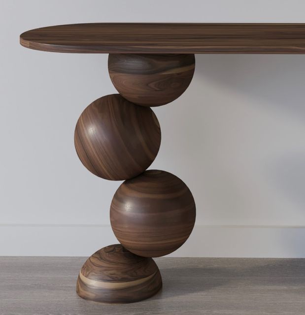 Artistic Wooden Sphere Base Table