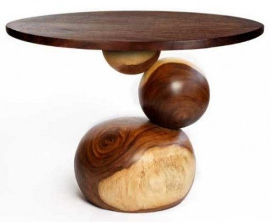 Artistic Sphere Balance Wooden Table