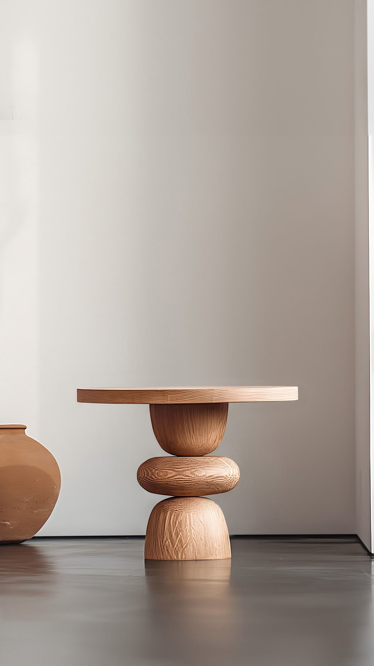 BCS Woodcraft “Zen Pebble” Designer Wooden Table