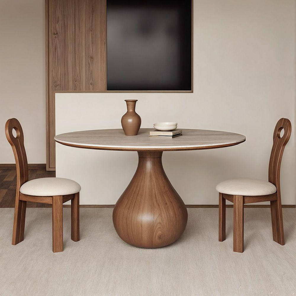 BCS Woodcraft Teardrop Pedestal Round Dining Table