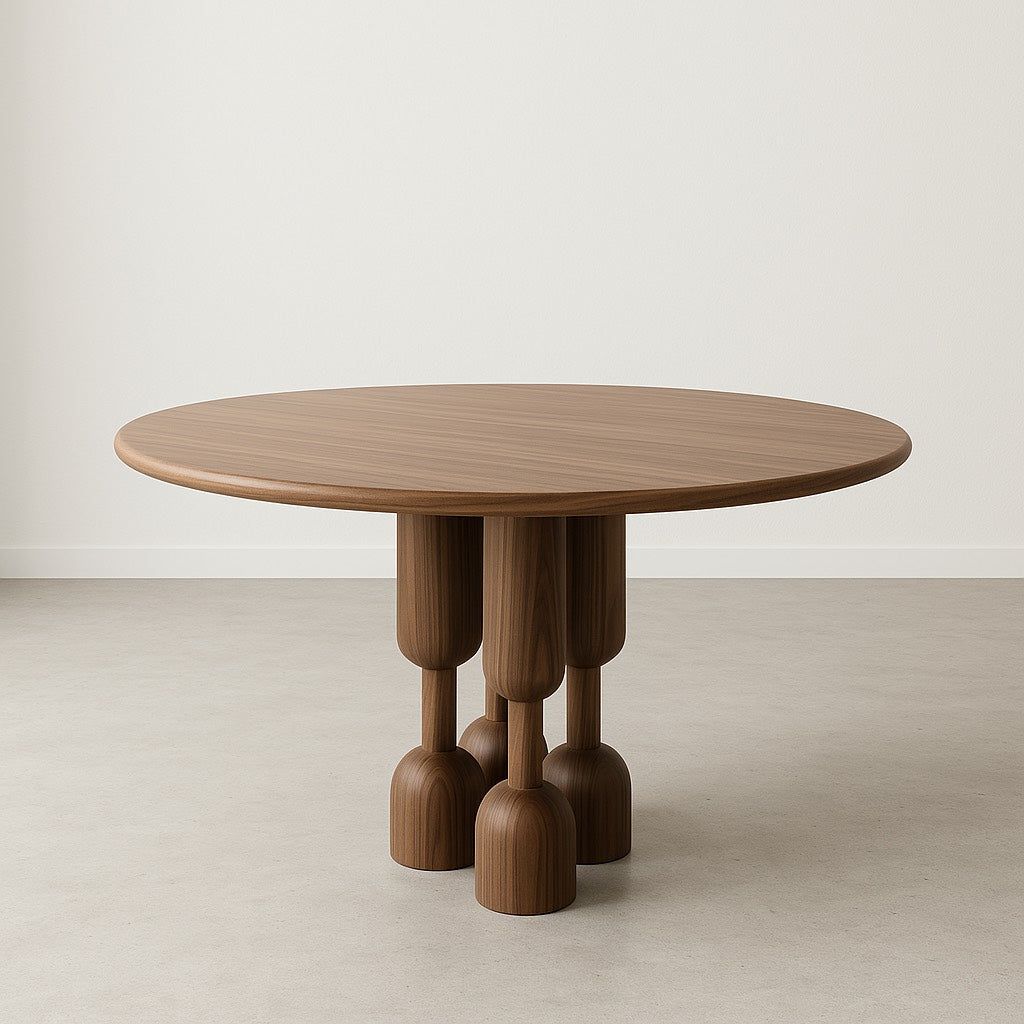 BCS Woodcraft Designer Pillar Round Wooden Dining Table