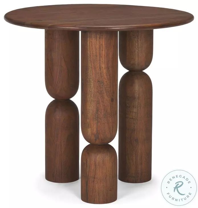 Handcrafted Modern Sculptural Wooden Round Table