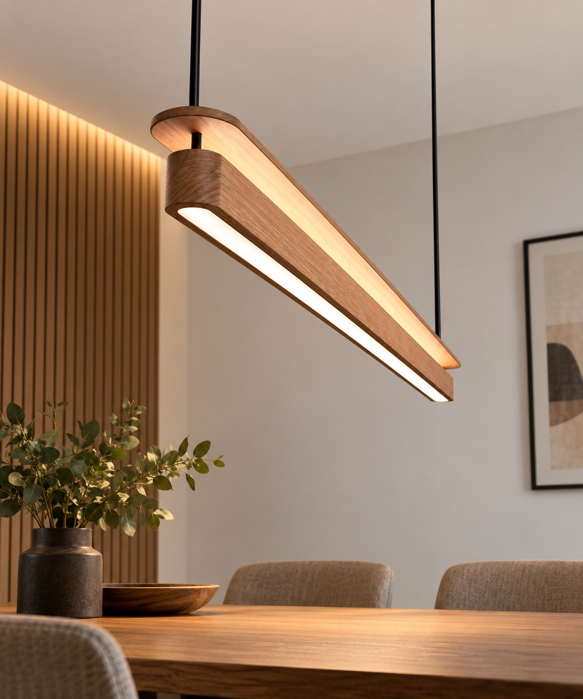 Aero-Curve Linear Pendant Light – Brahma Teak Wood
