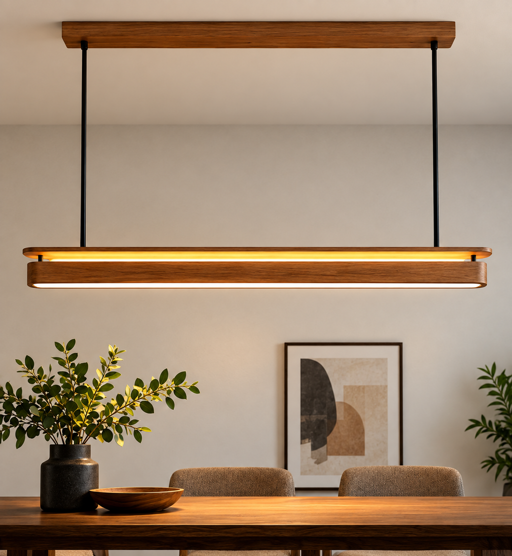 Aero-Curve Linear Pendant Light – Brahma Teak Wood