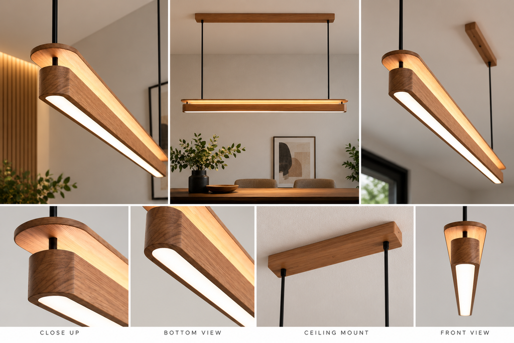 Aero-Curve Linear Pendant Light – Brahma Teak Wood
